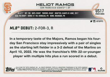 2022 Topps Update - Royal Blue #US17 Heliot Ramos Back