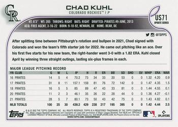 2022 Topps Update - Royal Blue #US71 Chad Kuhl Back