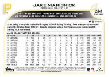 2022 Topps Update - Royal Blue #US144 Jake Marisnick Back
