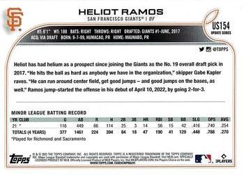 2022 Topps Update - Royal Blue #US154 Heliot Ramos Back