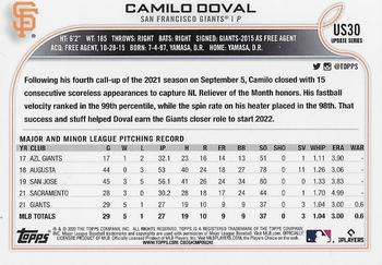 2022 Topps Update - Rainbow Foil #US30 Camilo Doval Back