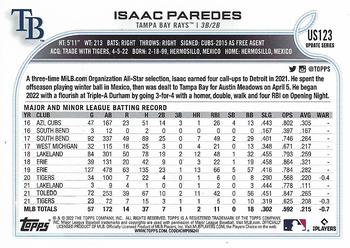 2022 Topps Update - Rainbow Foil #US123 Isaac Paredes Back