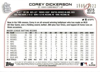 2022 Topps Update - Gold #US15 Corey Dickerson Back