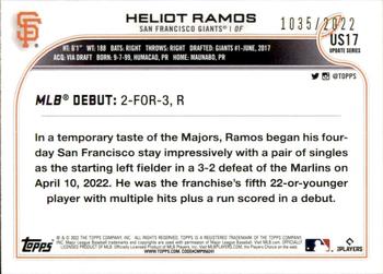 2022 Topps Update - Gold #US17 Heliot Ramos Back
