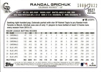 2022 Topps Update - Gold #US27 Randal Grichuk Back