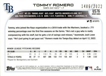 2022 Topps Update - Gold #US76 Tommy Romero Back