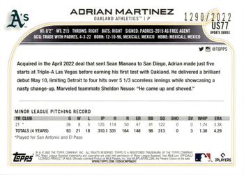 2022 Topps Update - Gold #US77 Adrian Martinez Back