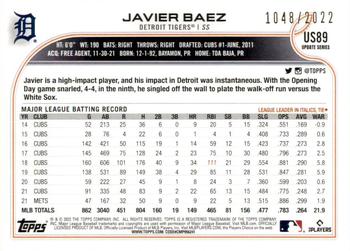 2022 Topps Update - Gold #US89 Javier Baez Back