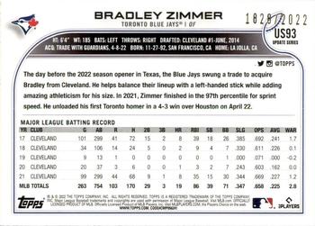 2022 Topps Update - Gold #US93 Bradley Zimmer Back