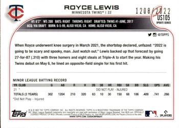 2022 Topps Update - Gold #US105 Royce Lewis Back