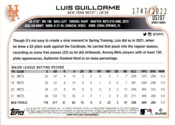 2022 Topps Update - Gold #US107 Luis Guillorme Back
