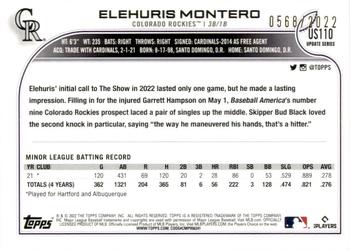 2022 Topps Update - Gold #US110 Elehuris Montero Back