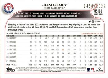2022 Topps Update - Gold #US163 Jon Gray Back