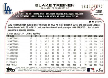 2022 Topps Update - Gold #US164 Blake Treinen Back