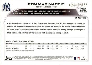 2022 Topps Update - Gold #US165 Ron Marinaccio Back
