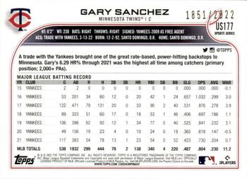 2022 Topps Update - Gold #US177 Gary Sanchez Back