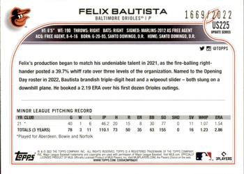 2022 Topps Update - Gold #US225 Felix Bautista Back