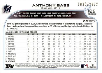 2022 Topps Update - Gold #US227 Anthony Bass Back