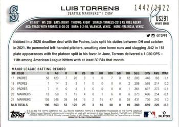 2022 Topps Update - Gold #US291 Luis Torrens Back