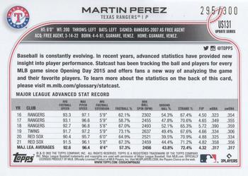 2022 Topps Update - Advanced Stat #US131 Martin Perez Back