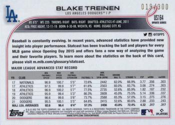 2022 Topps Update - Advanced Stat #US164 Blake Treinen Back
