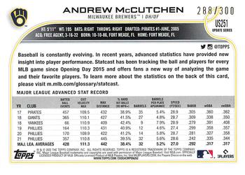 2022 Topps Update - Advanced Stat #US251 Andrew McCutchen Back