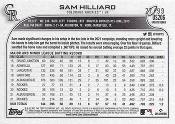 2022 Topps Update - Vintage Stock #US206 Sam Hilliard Back