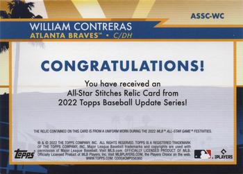 2022 Topps Update - All-Star Stitches Relics #ASSC-WC William Contreras Back