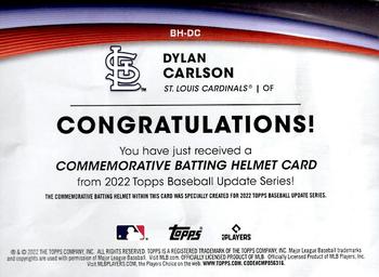 2022 Topps Update - Commemorative Batting Helmet Relic Manufactured Relics #BH-DC Dylan Carlson Back