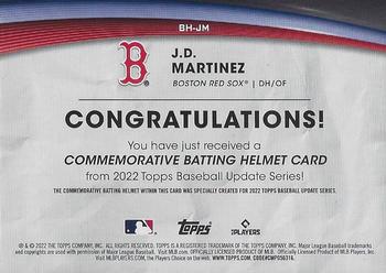 2022 Topps Update - Commemorative Batting Helmet Relic Manufactured Relics #BH-JM J.D. Martinez Back