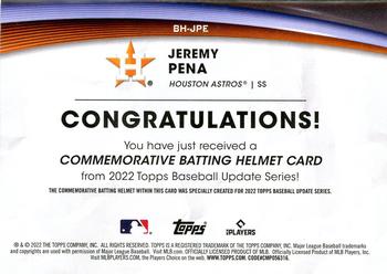 2022 Topps Update - Commemorative Batting Helmet Relic Manufactured Relics #BH-JPE Jeremy Pena Back