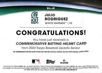 2022 Topps Update - Commemorative Batting Helmet Relic Manufactured Relics #BH-JR Julio Rodriguez Back