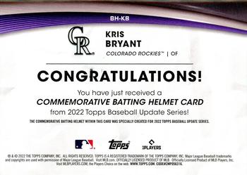 2022 Topps Update - Commemorative Batting Helmet Relic Manufactured Relics #BH-KB Kris Bryant Back