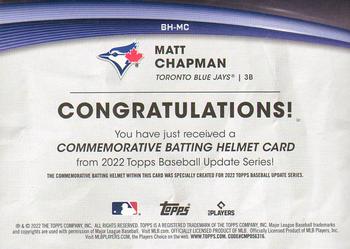 2022 Topps Update - Commemorative Batting Helmet Relic Manufactured Relics #BH-MC Matt Chapman Back
