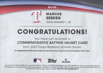 2022 Topps Update - Commemorative Batting Helmet Relic Manufactured Relics #BH-MS Marcus Semien Back