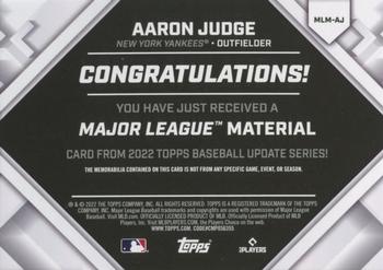 2022 Topps Update - Major League Material Relics #MLM-AJ Aaron Judge Back