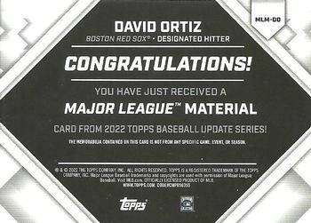 2022 Topps Update - Major League Material Relics #MLM-DO David Ortiz Back