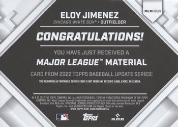 2022 Topps Update - Major League Material Relics #MLM-ELO Eloy Jimenez Back