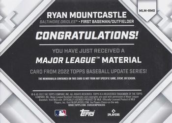 2022 Topps Update - Major League Material Relics #MLM-RMO Ryan Mountcastle Back