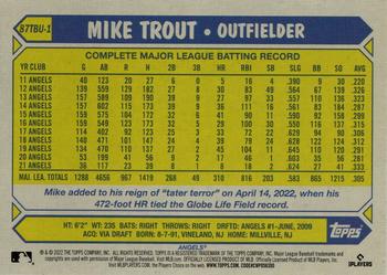 2022 Topps Update - 1987 Topps Baseball 35th Anniversary #87TBU-1 Mike Trout Back
