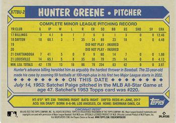 2022 Topps Update - 1987 Topps Baseball 35th Anniversary #87TBU-2 Hunter Greene Back