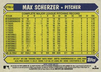 2022 Topps Update - 1987 Topps Baseball 35th Anniversary #87TBU-4 Max Scherzer Back