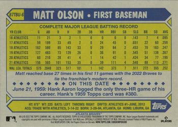 2022 Topps Update - 1987 Topps Baseball 35th Anniversary #87TBU-6 Matt Olson Back