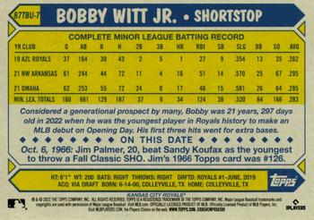 2022 Topps Update - 1987 Topps Baseball 35th Anniversary #87TBU-7 Bobby Witt Jr. Back