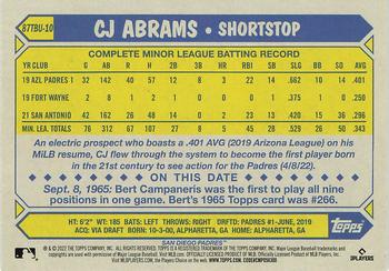 2022 Topps Update - 1987 Topps Baseball 35th Anniversary #87TBU-10 CJ Abrams Back