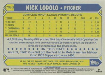 2022 Topps Update - 1987 Topps Baseball 35th Anniversary #87TBU-16 Nick Lodolo Back