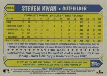 2022 Topps Update - 1987 Topps Baseball 35th Anniversary #87TBU-17 Steven Kwan Back