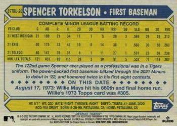 2022 Topps Update - 1987 Topps Baseball 35th Anniversary #87TBU-20 Spencer Torkelson Back