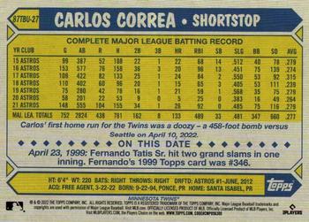 2022 Topps Update - 1987 Topps Baseball 35th Anniversary #87TBU-27 Carlos Correa Back