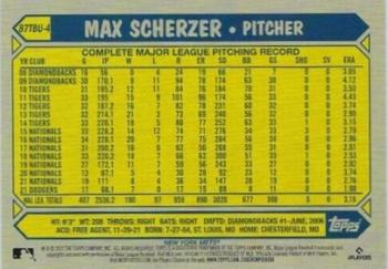 2022 Topps Update - 1987 Topps Baseball 35th Anniversary Blue #87TBU-4 Max Scherzer Back